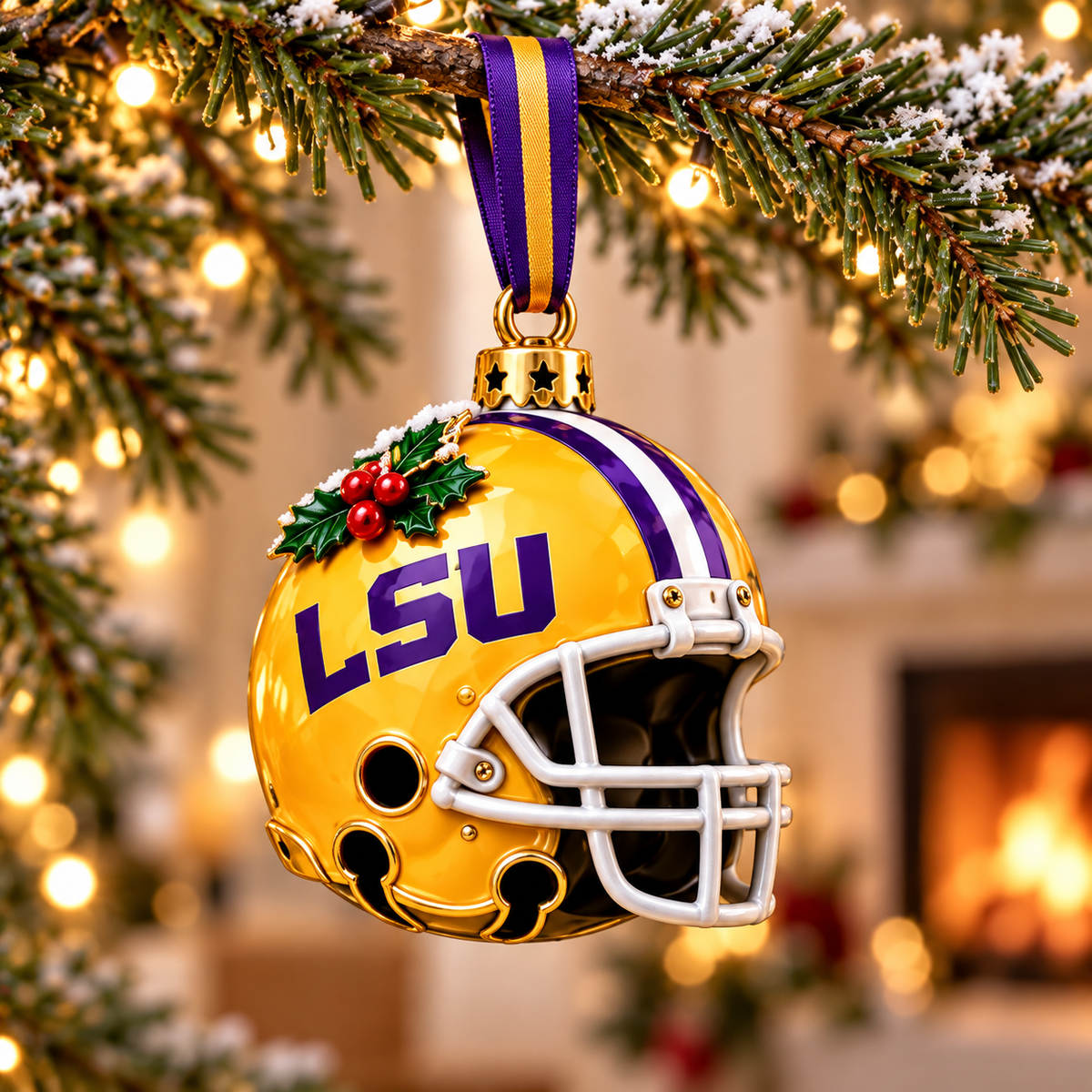 Premium LSU Christmas Bell Ornament TTMH