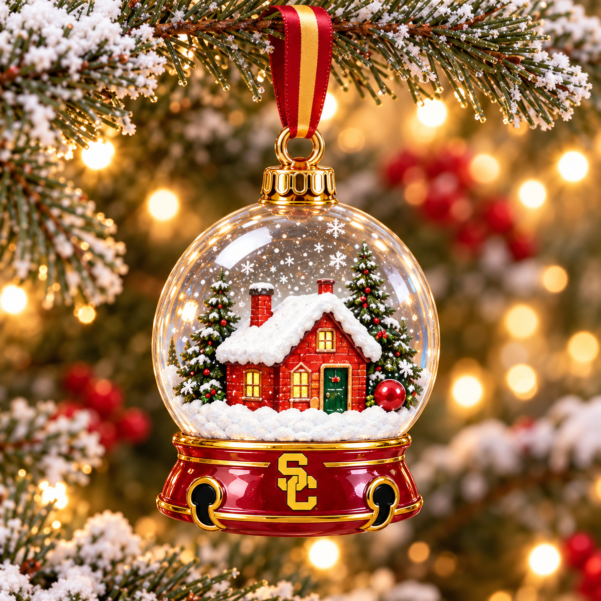 Premium USC Christmas Bell Ornament PVNA
