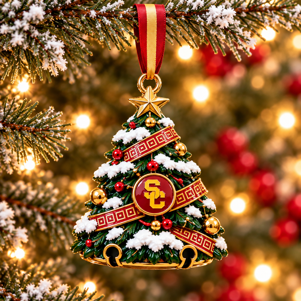 Premium USC Christmas Bell Ornament PVNA