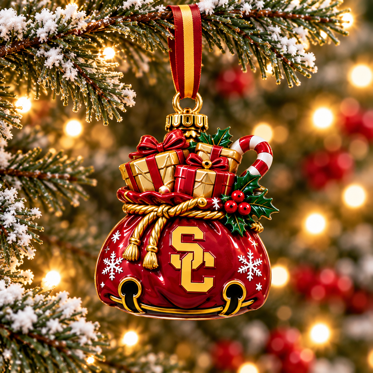 Premium USC Christmas Bell Ornament PVNA