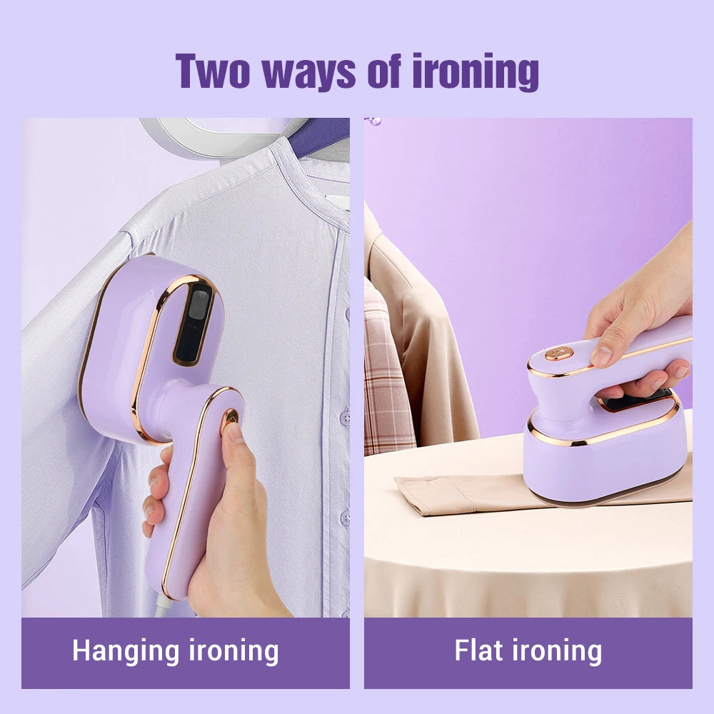 1000W Portable Foldable Steam Iron, High Power Clothes Hanging Steamer, 2-in-1 Handheld Fabric Ironing Machine for Home & Travel