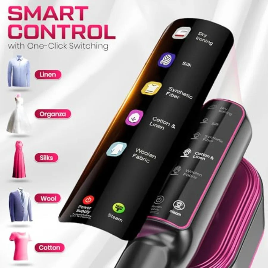 Travel Steamer for Clothes, 1200W Portable Steamer and Iron 2 in 1, Handheld Garment Steamer with 10s Fast Heatup, 5 Modes LED