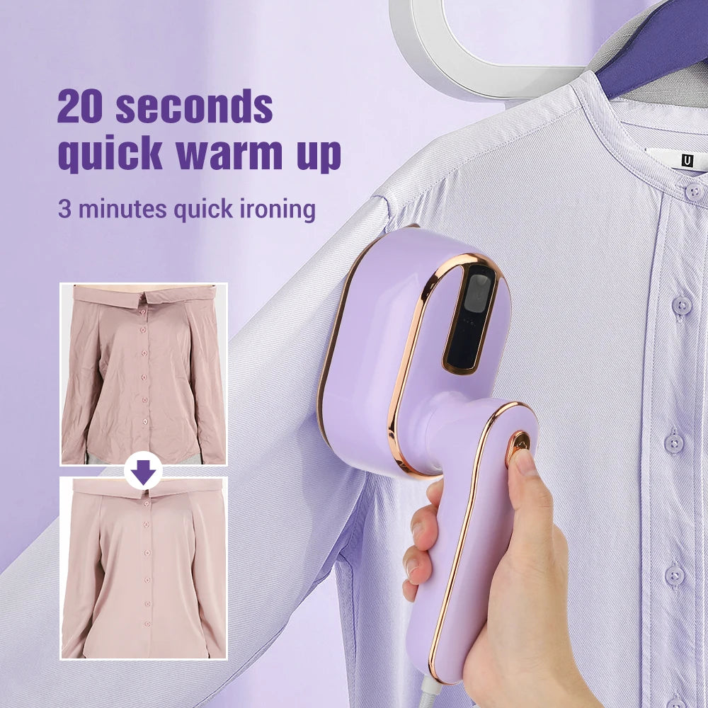 1000W Portable Foldable Steam Iron, High Power Clothes Hanging Steamer, 2-in-1 Handheld Fabric Ironing Machine for Home & Travel