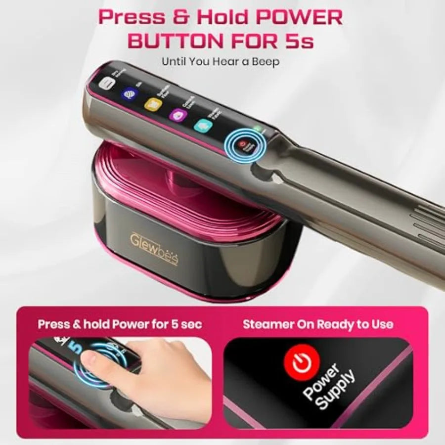 Travel Steamer for Clothes, 1200W Portable Steamer and Iron 2 in 1, Handheld Garment Steamer with 10s Fast Heatup, 5 Modes LED